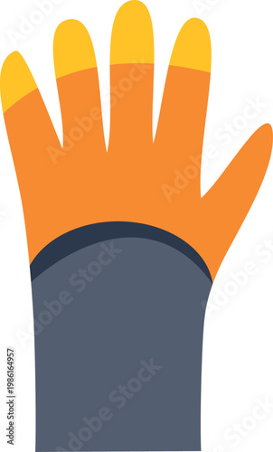 Orange and gray safety glove illustration representing protection and industrial workwear