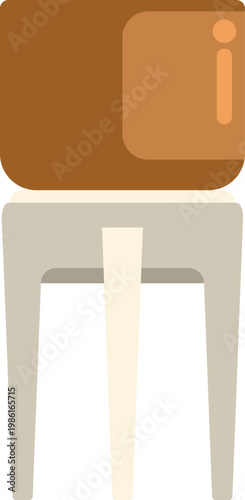 Simple flat design of a brown microwave oven placed neatly on a light kitchen table