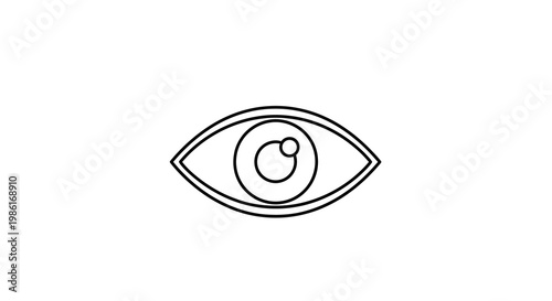 Minimalist eye outline icon, symbol of vision, sight, and perception on white background