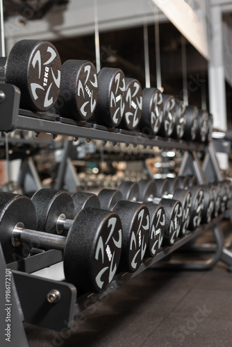 Various exercise tools, creating environment for effective workouts. Interor of crossfit and gym.