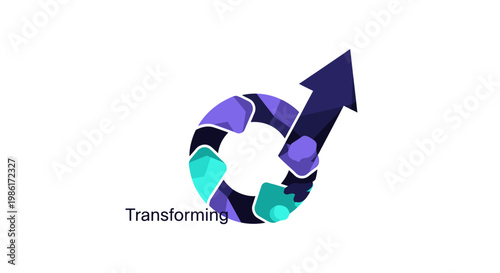 Transforming business growth concept with arrow.