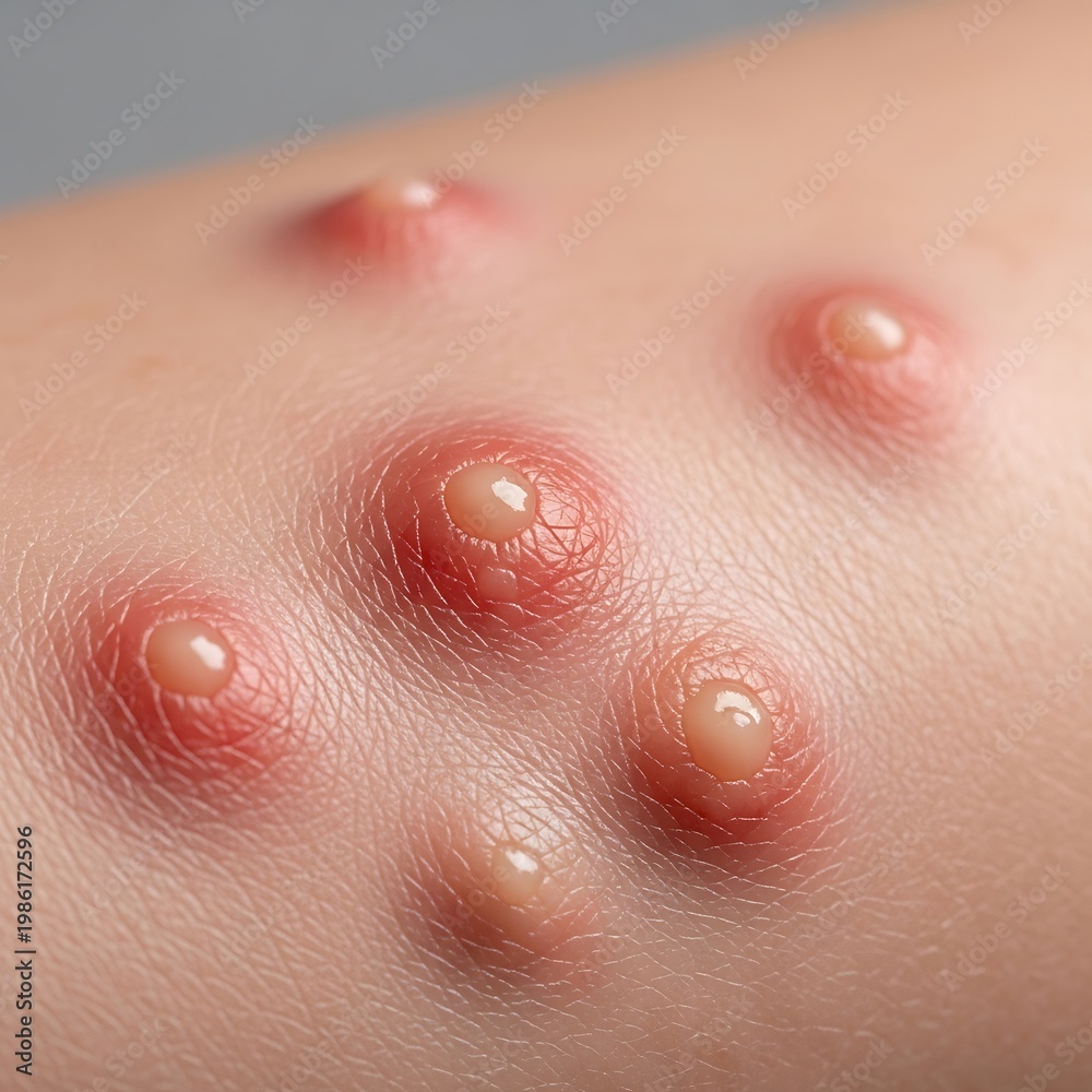 Fototapeta premium Close-up of skin with multiple acne.