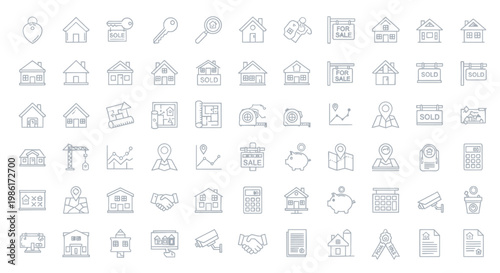 Real estate icons and symbols collection
