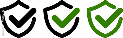 盾とチェックマークのアイコン（セキュリティ・安全・承認） Shield with Check Mark Icon for Security and Safety
