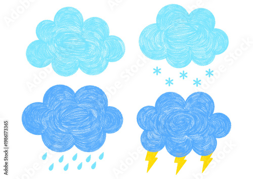 cloud set, weather hand drawn illustration