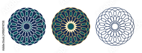 Moroccan Islamic Geometric Rosette Mandala Pattern Collection