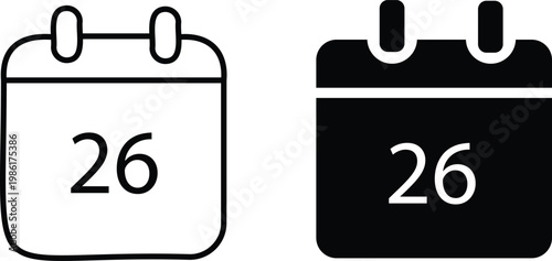 Flat calendar icon set. Date and time symbols. Schedule sign. Event planning and appointment design.. Time management and organizer design.
