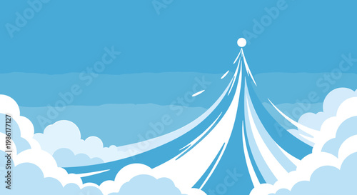 A serene illustration of a blue sky dotted with fluffy white clouds evokes a feeling of calm and optimism, ideal for travel, wellness, or marketing ma