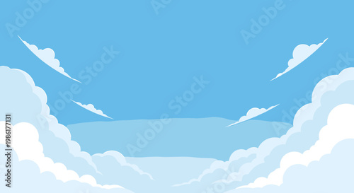 A peaceful and optimistic scene of a bright blue sky dotted with fluffy white clouds, perfect for backgrounds or illustrating feelings of hope and tra