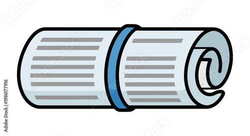Rolled up daily newspaper illustration isolated on white background
