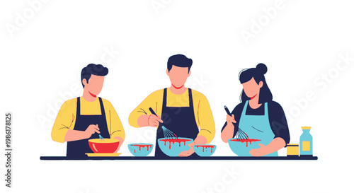Family Cooking Together in Kitchen Preparing Food