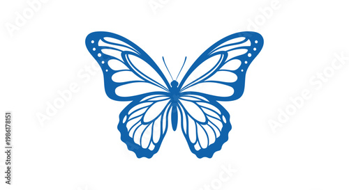 Blue butterfly illustration isolated on white background