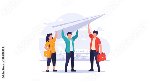 Business Travel Meeting with Team Members at Airport