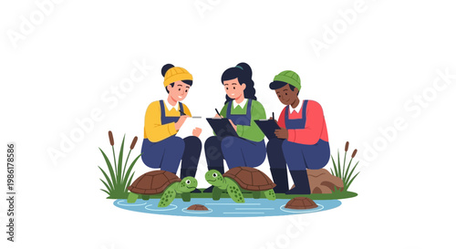 Children Exploring Nature with Frogs Near a Pond