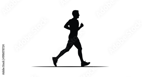 Dynamic silhouette of a runner in mid-stride, a clean vector graphic representing fitness, active lifestyle, and athletic pursuit. Ideal for sports design and healthy living concepts