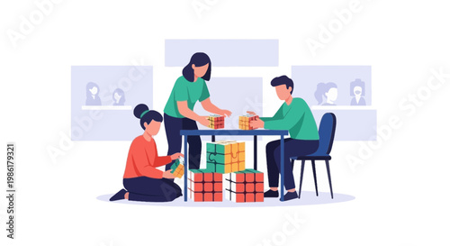 Family Gathering with Gifts and Presents in Living Room