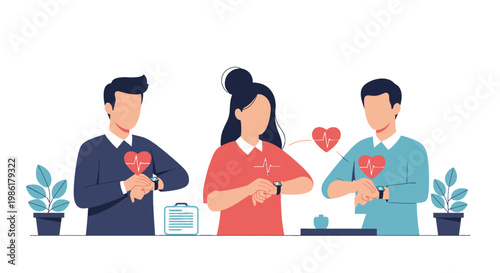 Business Team Collaboration With Heart Iconographics