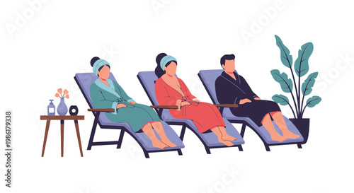 Relaxing in a Wellness Center with Patients in Lounge Chairs