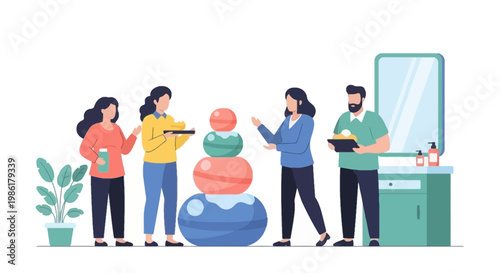 Scientists Analyzing Data at Laboratory with Test Tubes and Equipment