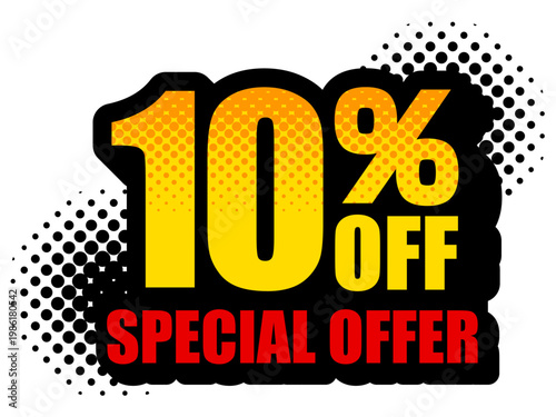 10％OFF セールポップアイコン スペシャルオファー割引素材 10% OFF Sale Badge Special Offer Discount Icon
