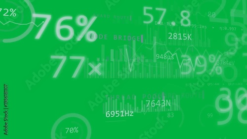 On load HUD forming right, animating percent gauges, bars to show data on transparent backdrop