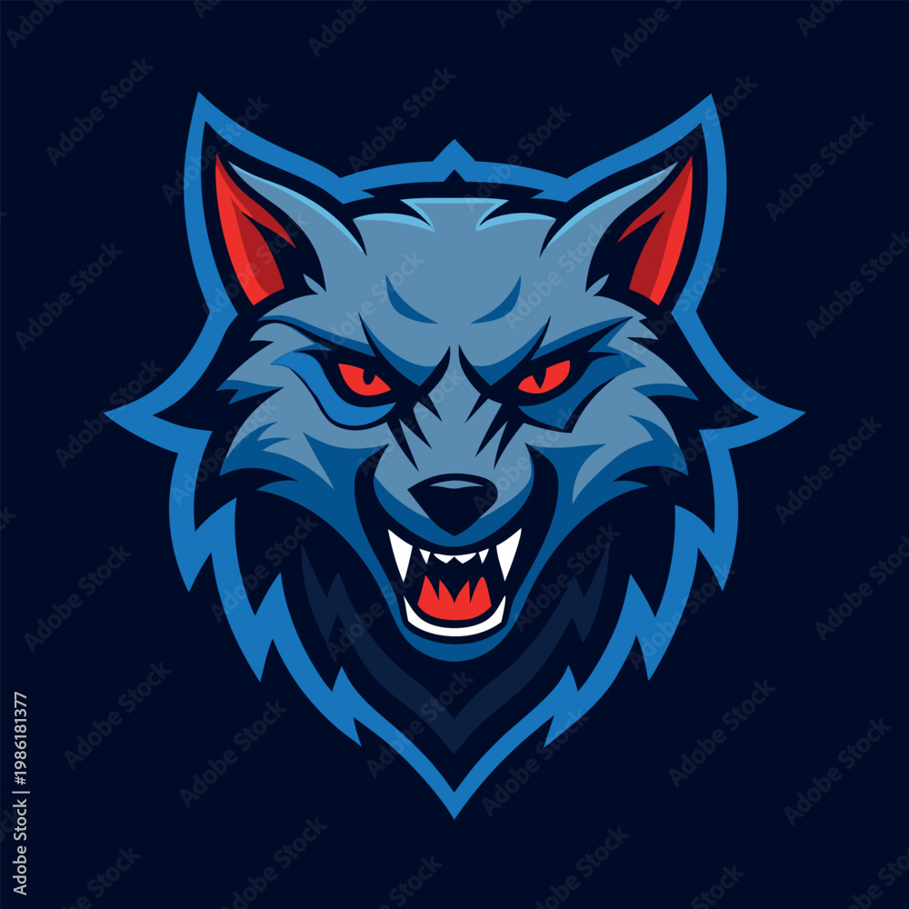 Fototapeta premium A fierce and detailed logo of a snarling wolf