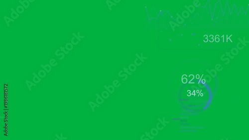 On load HUD animating charts and rings, sliding numerics showing throughput, transparent