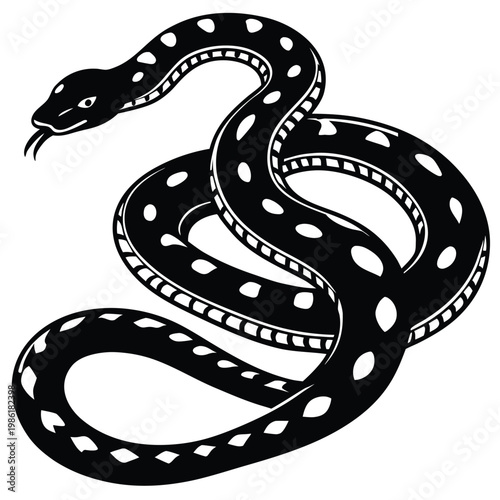 Vector snake silhouette isolated on a white background.