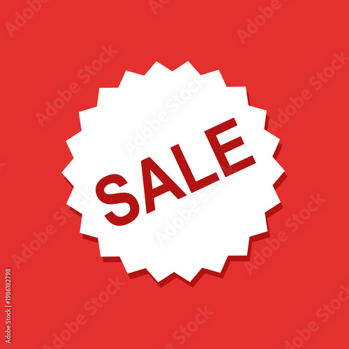 Red and white sale badge with 