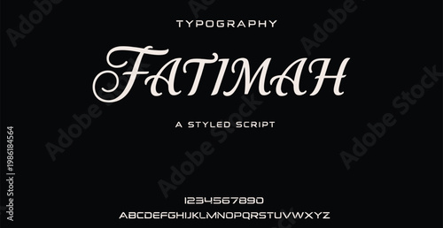 A styled script typography example with the elegant Fatimah font on a black background