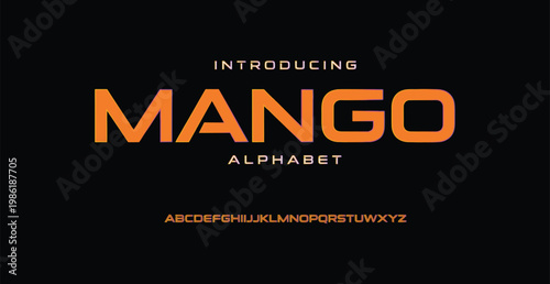 Introducing the Mango Alphabet font on a black background