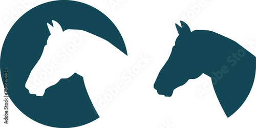 Horse Head Silhouette Logo Set