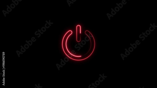 Glowing neon power button icon