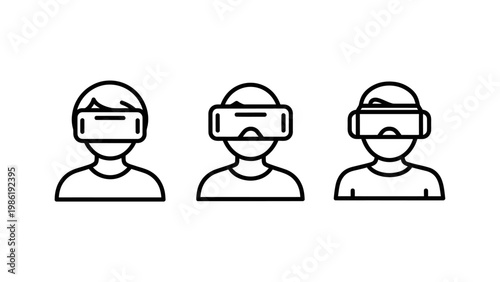 Collection of people icons wearing virtual reality headsets representing metaverse experience gaming and immersive technology with technology metaverse immersive entertainment simulation internet