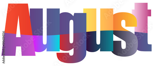 Cuadro en lienzo Colorful Gradient Text Design Showing Month Name August Creatively