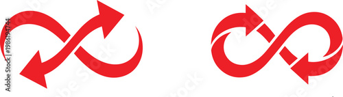 Foto Red infinity symbol with intertwined arrows a visual representation of eternity