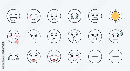 Collection of various emoticon faces.