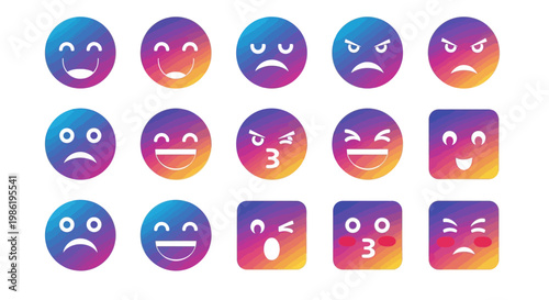 Collection of various emoticon faces.