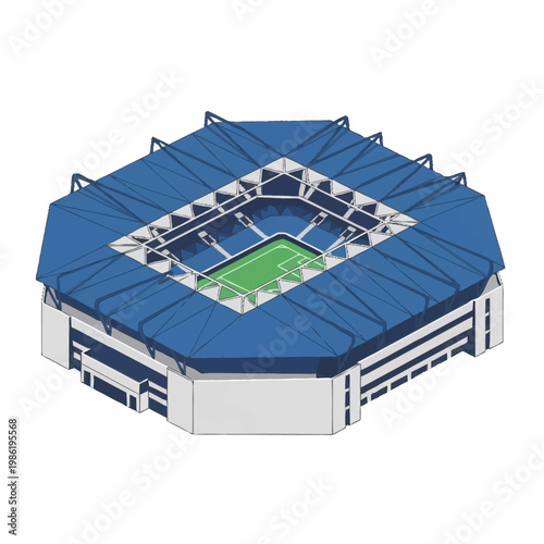 Large Blue Sports Stadium Structure.