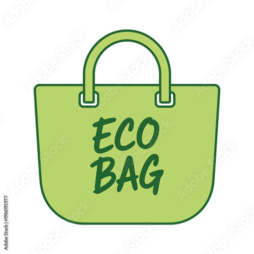 Light green eco friendly reusable bag with handle and text