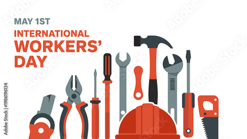 Illustration of tools celebrating International Workers Day May first