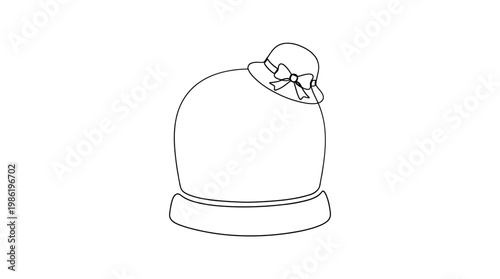 Hat Block With Small Ribbon Hat Single Continuous Line Drawing Minimal Monoline Millinery Tool Vector Illustration