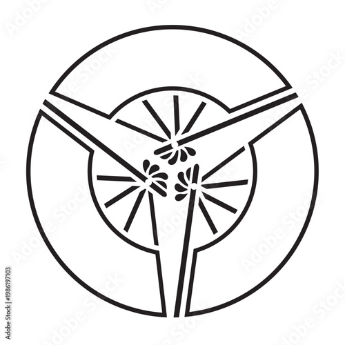 日本の伝統的な器物紋「扇紋」のベクターデータ