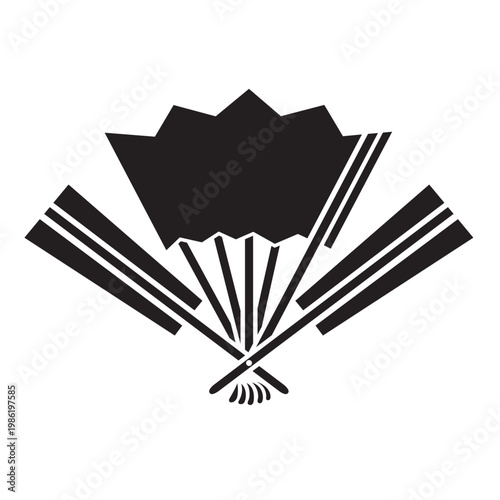 日本の伝統的な器物紋「扇紋」のベクターデータ