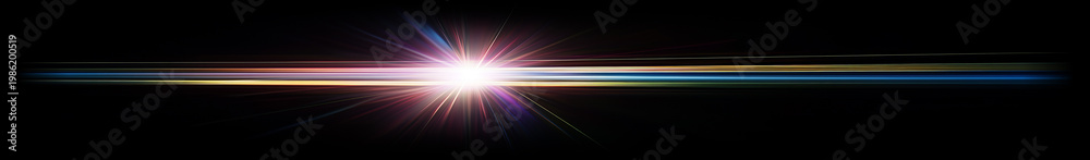 Fototapeta premium Celestial Burst in the Cosmos: A radiant explosion of light pierces the darkness, painting streaks of color across the canvas of space, evoking a sense of wonder and the universe.