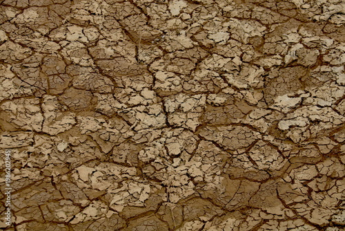 Textura de tierra seca y cuarteada en tonos marrones, ideal como fondo natural sobre sequía y aridez