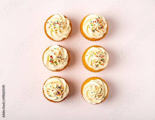 Mini Cupcakes Pattern Top View Minimal Style