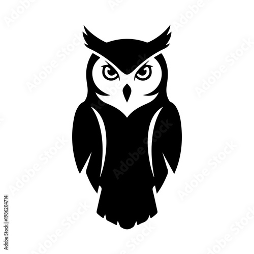 Silhouette of a owl isolated on transparent background