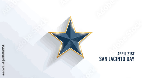 Elegant star design commemorating a historic April 21st event, symbolizing bravery, freedom, and significant national heritage