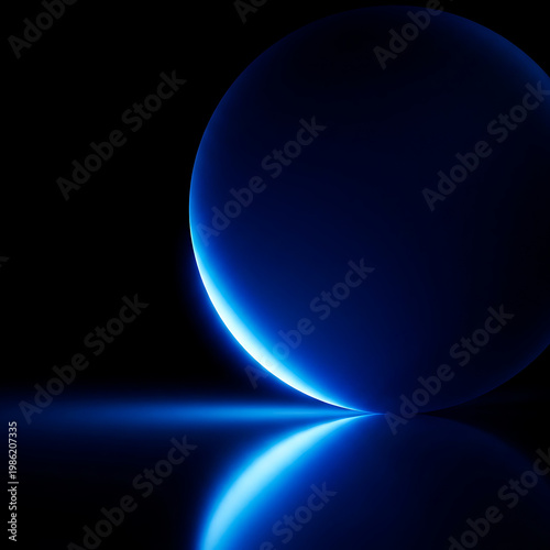 Blue Glowing Neon Arches on Black Background Futuristic Abstract Sci-Fi Design